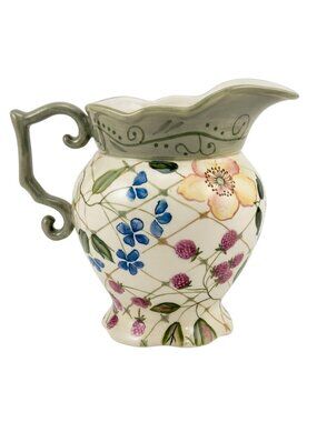 Tracy Porter Evelyn Floral Pitcher 3 1/2 Quart Hand-Painted Cottagecore Summer